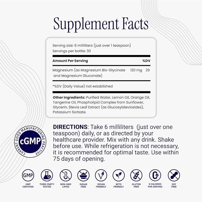Rho Nutrition Liposomal Magnesium - High Absorption Liquid Magnesium Bisglycinate Vitamin Supplement - Supports Muscle Recovery, Relaxation, Memory & Cognitive Function for Men & Women