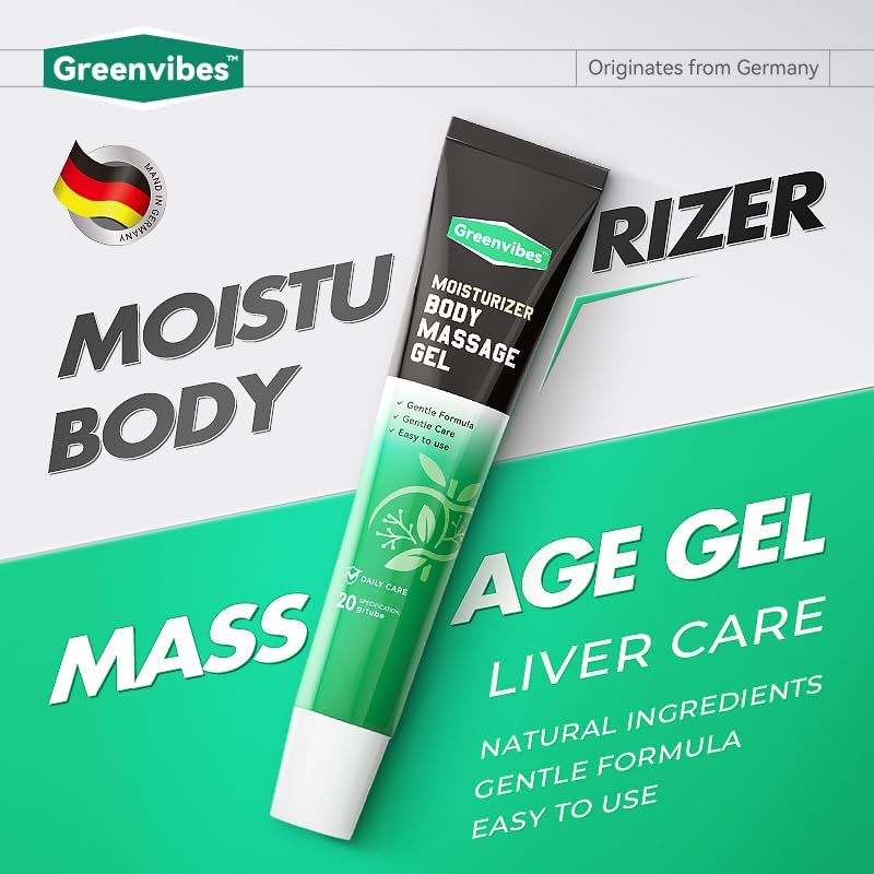 Greenvibes Body Massage Gel, Fast-Absorbing Herbal Blend with Poria Cocos, for Targeted Relief & Skin Hydration, Supports Healthy Liver Function, Boosts Active Energy, 0.68 Fl Oz, 3 Pack