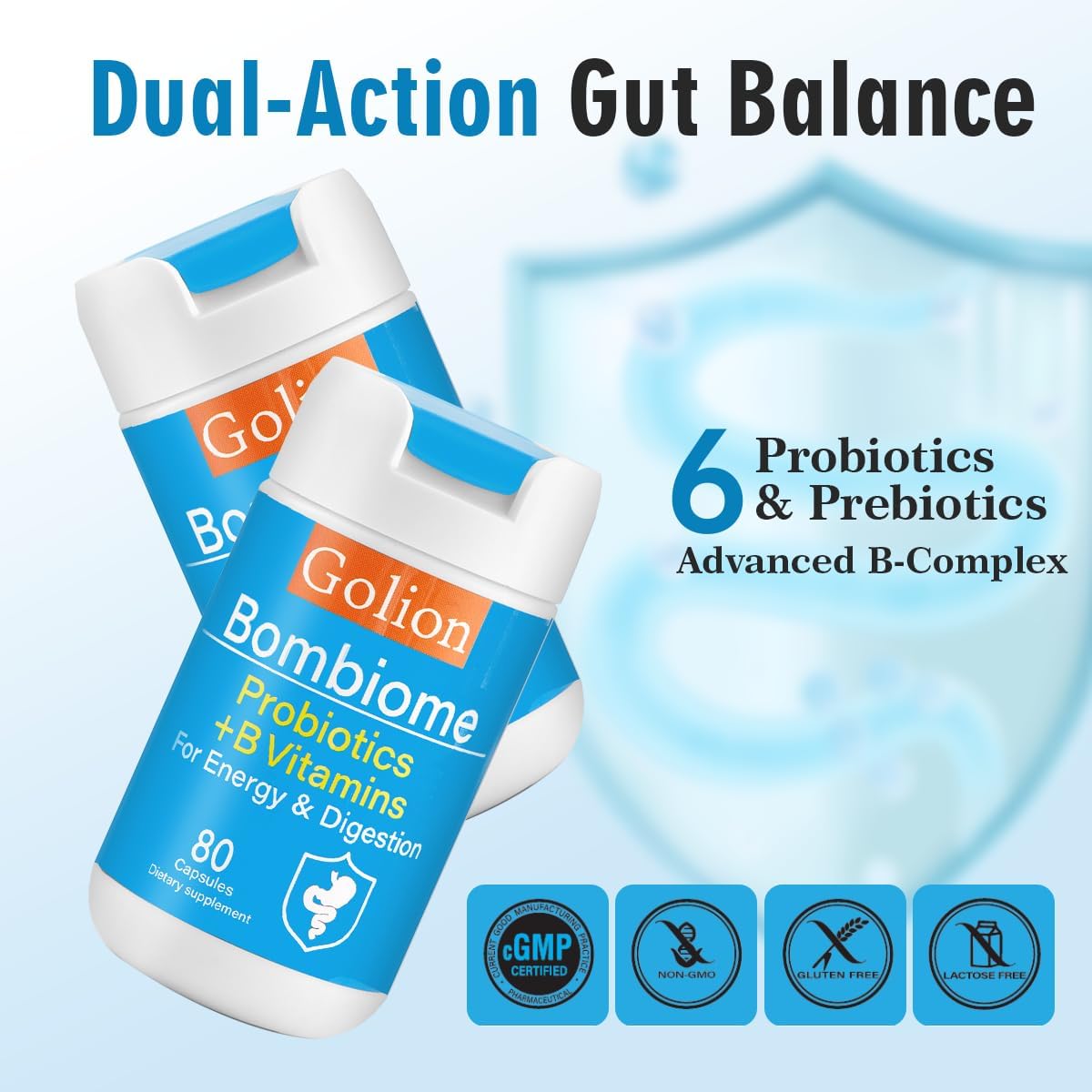 Golion Advanced B-Complex with Multi-Strain Probiotics & Prebiotics – Complete Support for Energy, Digestion, Immune Health, Sleep Quality & Metabolism – 40-Day Supply