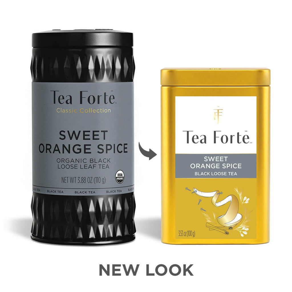 Tea Forte Sweet Orange Spice Premium Loose Leaf Caffeinated Black Tea Blend Canister, Makes 35-50 Cups