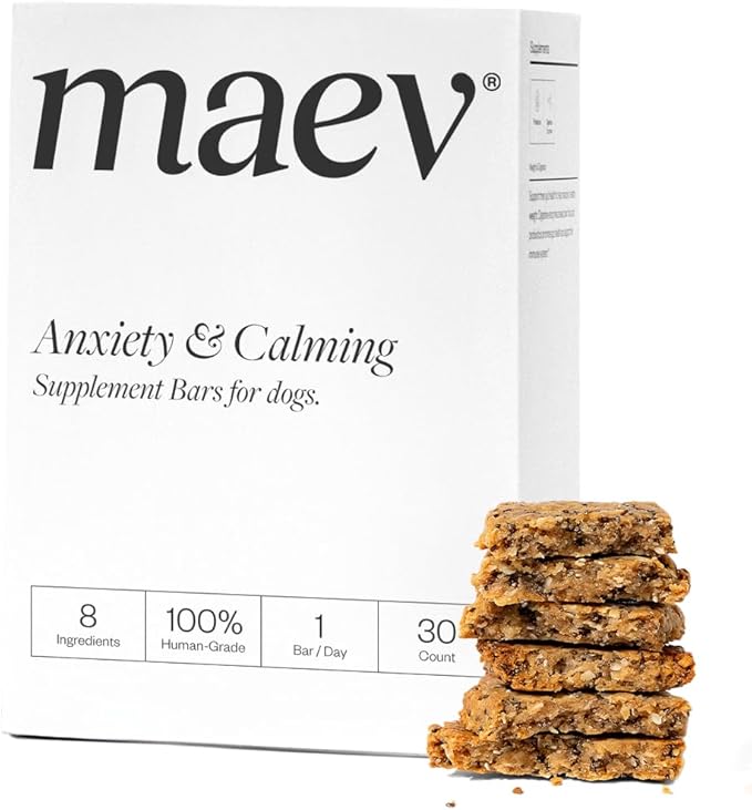 MAEV Human-Grade Anxiety & Calming Supplement Bars | Natural Support for Stress Relief & Calm Behavior, 30 Count