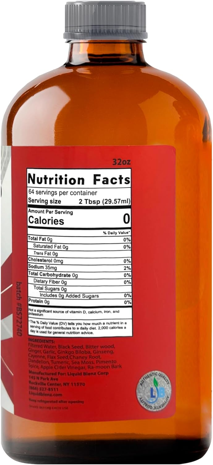 Black Seed Bitters | Herbal Wellness Tonic | Traditional Detox & Digestive Support Drink, 32 oz