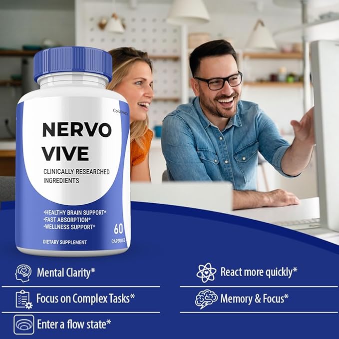 NervoVive Capsules, Nervo Vive Pills All Natural Formula Premium Cognitive Nerve Supplement Nerve Care, 3 Month Supply (3 Pack)