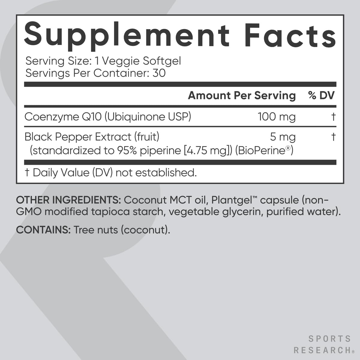 CoQ10 (100mg) Enhanced with Coconut Oil & Bioperine (Black Pepper) for Better Absorption | Vegan Certified and Non-GMO Verified (30 Veggie Softgels)