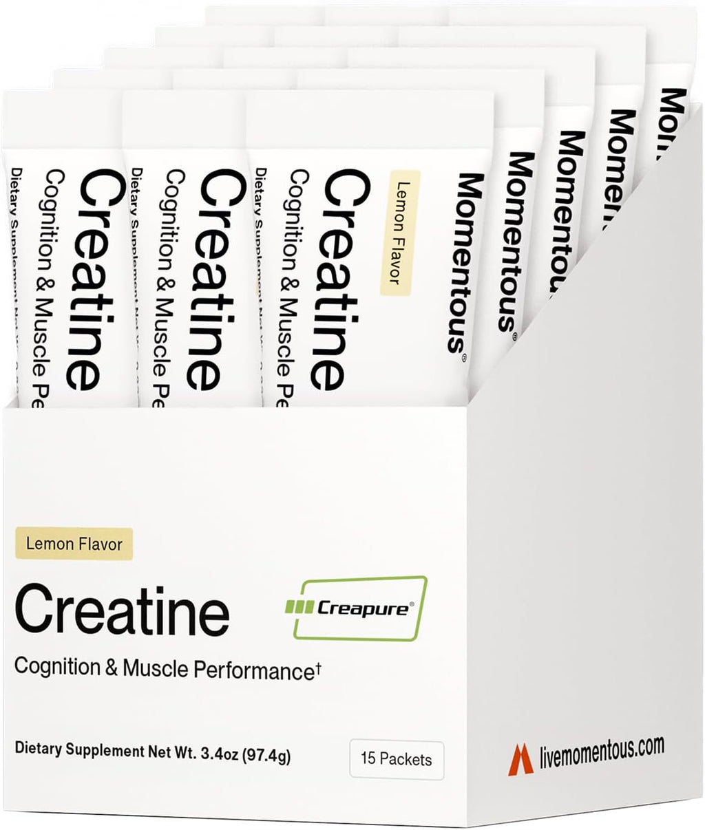 Momentous Creatine Lemon Monohydrate Powder - Creapure Creatine Powder - Supports Strength, Lean Muscle, & Recovery for Men & Women - NSF Certified for Sport - 6.49 g per Serving - 15 Servings