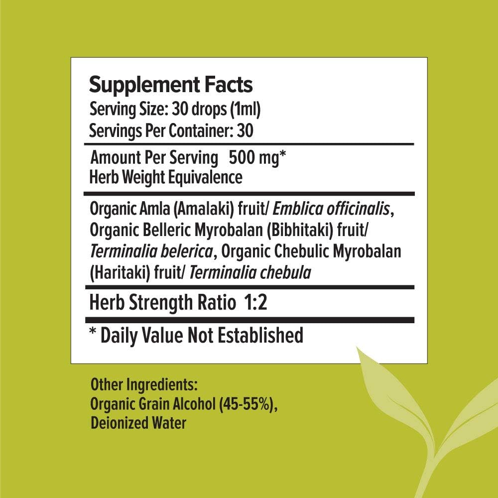Banyan Botanicals Triphala Liquid Herbal Extract – Organic Triphala Extract with Amla, Haritaki & Bibhitaki – for Daily Detox, Regularity & Rejuvenation* – 1oz. – Non-GMO Sustainably Sourced Vegan