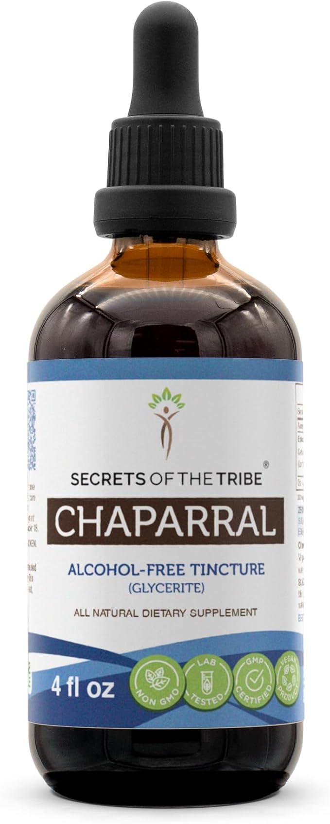 Secrets of the Tribe Chaparral Alcohol-Free Liquid Extract, Chaparral (Larrea tridentata) Dried Leaf and Flower Tincture Supplement (4 FL OZ)