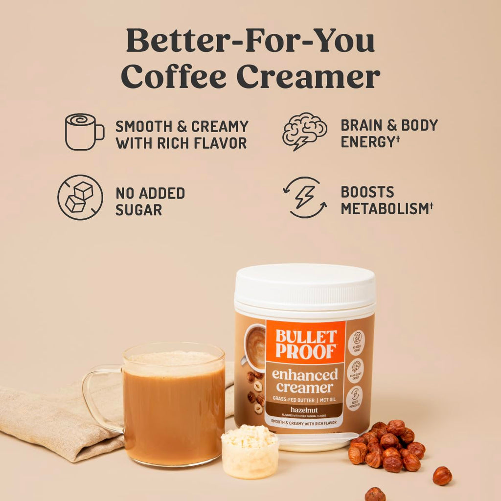 Bulletproof Hazelnut Creamer, 14.8 Ounces, Keto Coffee Creamer with MCT Oil and Grass-Fed Butter