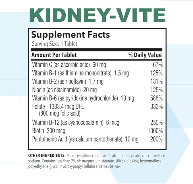 Puregen Labs Kidney-Vite | Premier Kidney, Renal Support | Non-GMO, Gluten-Free, No Artificial Color Additives - 100 Vegetarian Tablets