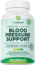 PurePremium Blood Pressure Supplements with Hawthorn Berry, Hibiscus, Garlic & Vitamin B12- Nitric Oxide Supplement for Normal Heart Health, Circulation Health & Blood Pressure Support - 180ct