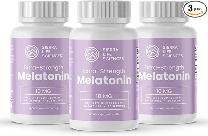 10 mg Extra Strength Dosage Melatonin in Easy-to-Swallow Capsules - 180 Servings