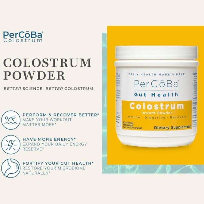 Colostrum Supplement for Gut Health, Bloating, Hair Growth, Muscle Recovery, Immune Support - Unflavored Bovine Colostrum Powder Made in USA, Non-GMO, Gluten Free, 120 Grams Per Serving - 40 Servings