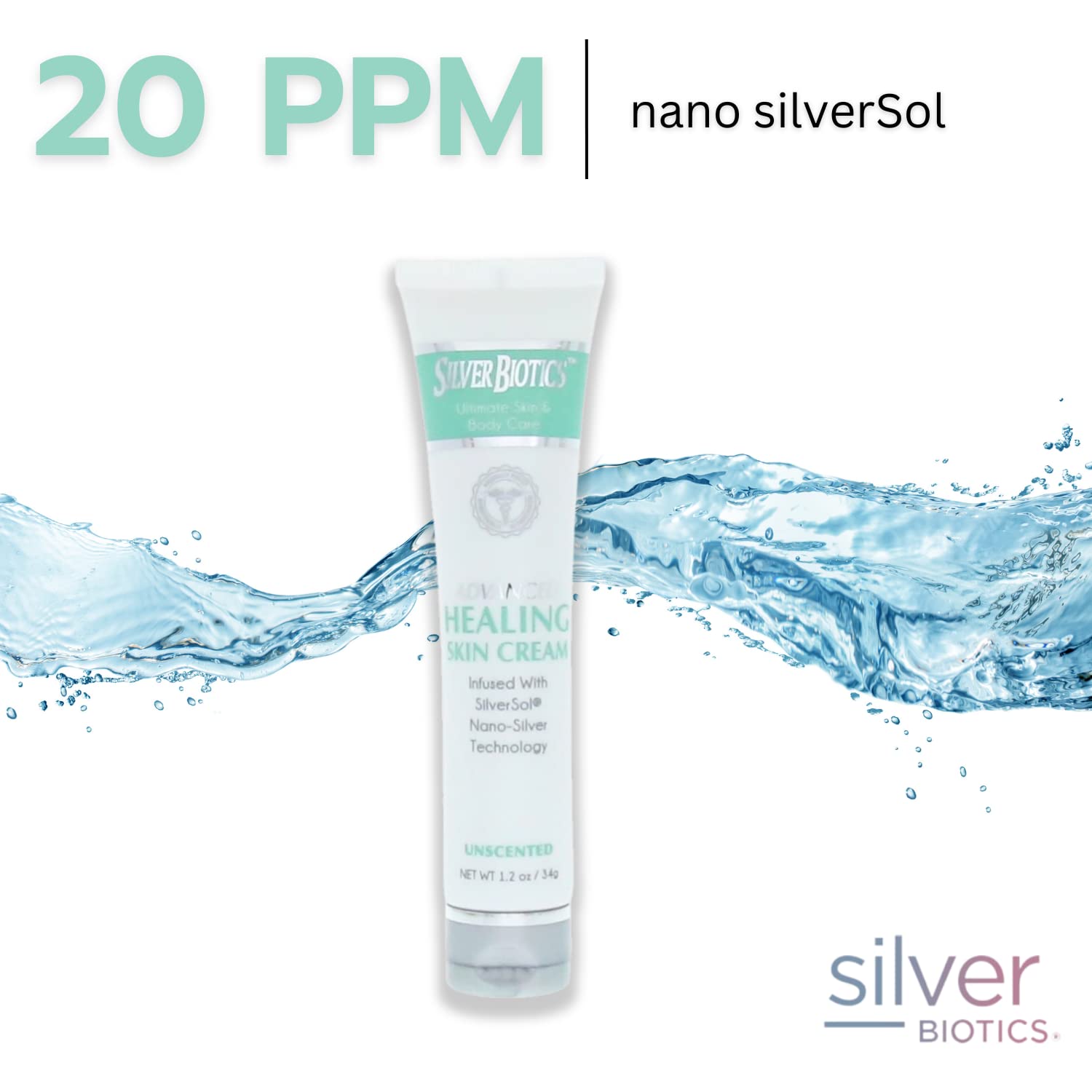 Silver Biotics Nano Silver Healing Lotion Cream | SilverSol and Hyaluronic Acid | All Natural Ingredients to Heal, Smooth Your Skin Blemishes and Scars | Unscented Scent Infused | 1.2 oz