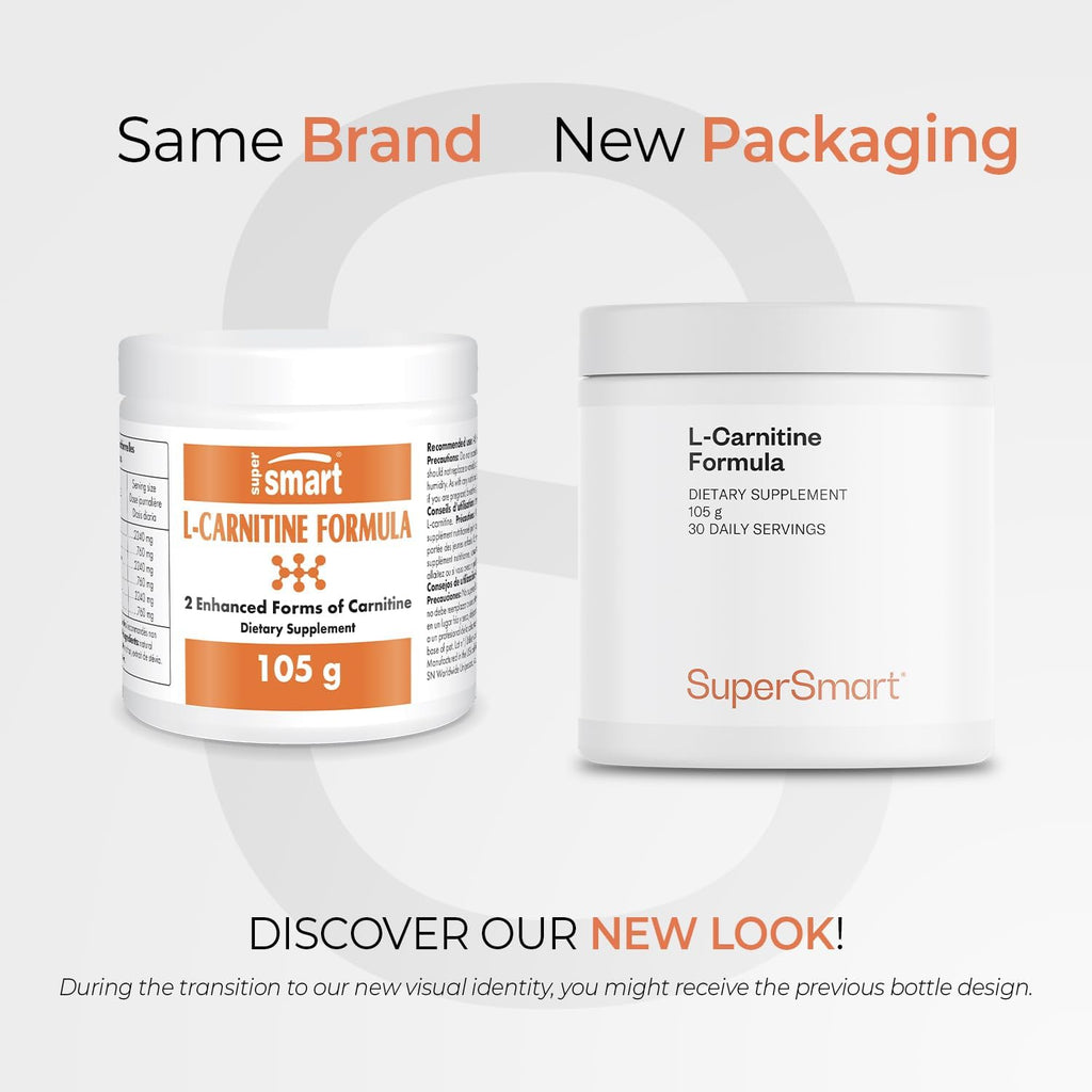 Supersmart - L-Carnitine Formula (Natural Lemon Flavor) - 2-in-1 with Acetyl L-Carnitine & L-Carnitine Tartrate Powder - Amino Acids Complex Supplement | Non-GMO & Gluten Free - 105 g