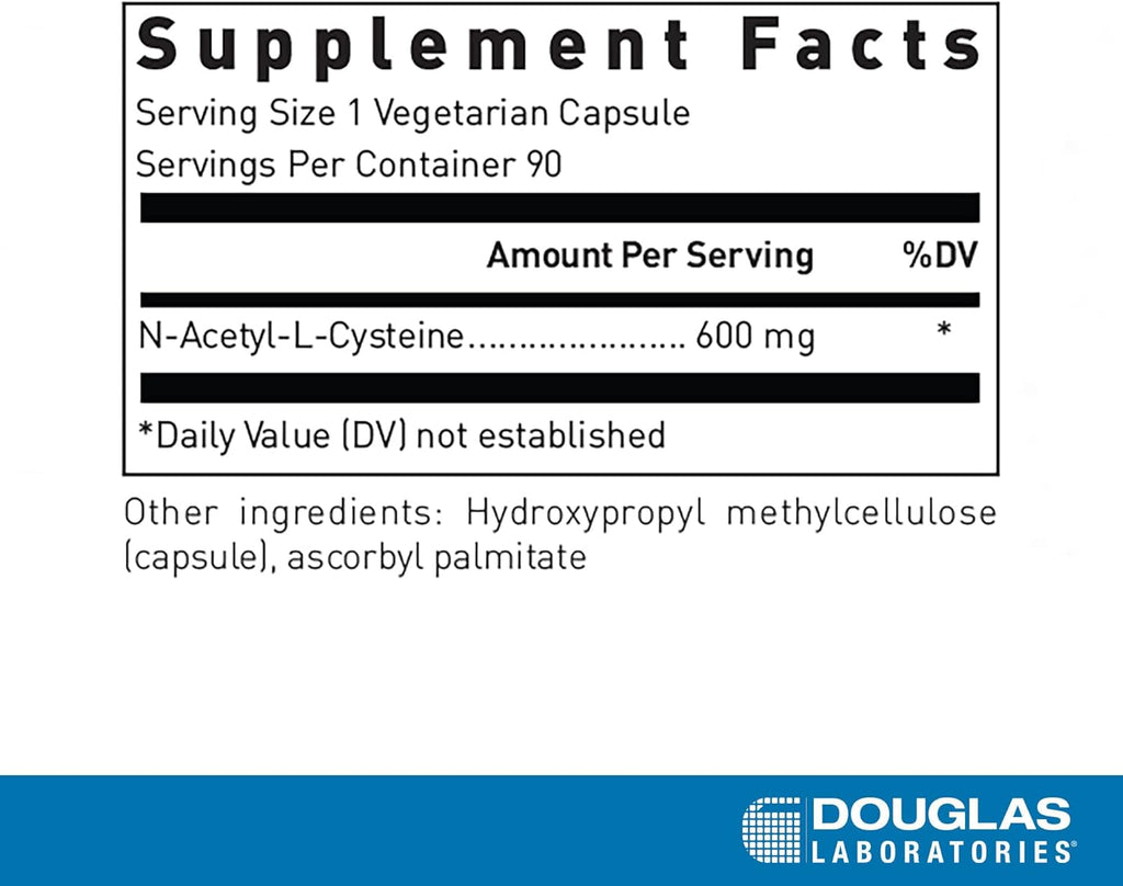 Douglas Laboratories N-Acetyl-L-Cysteine 600 mg | Glutathione Precursor for Antioxidant Protection | 90 Vegetarian Capsules