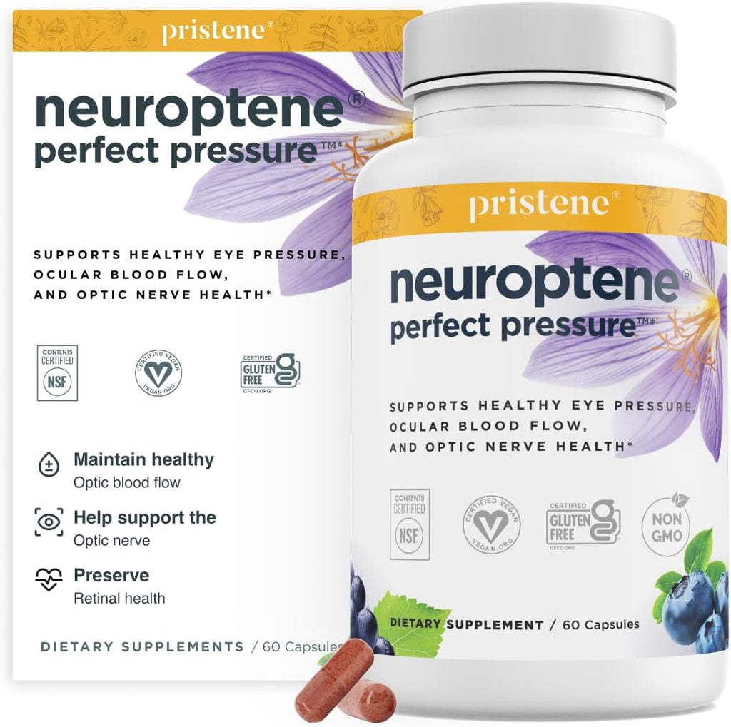 Eye Vitamins with Bilberry Saffron Niacinamide CoQ10 for Optic Nerve Support - Bilberry Supplement for Supporting Healthy Eye Pressures and Retinal Blood Flow - Neuroptene® (60 Capsules)