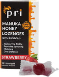 P.R.I Manuka Honey Lozenges with Propolis, Soothing Cough and Throat Drops, MGO 300+ Certified (Strawberry, 16 Count)