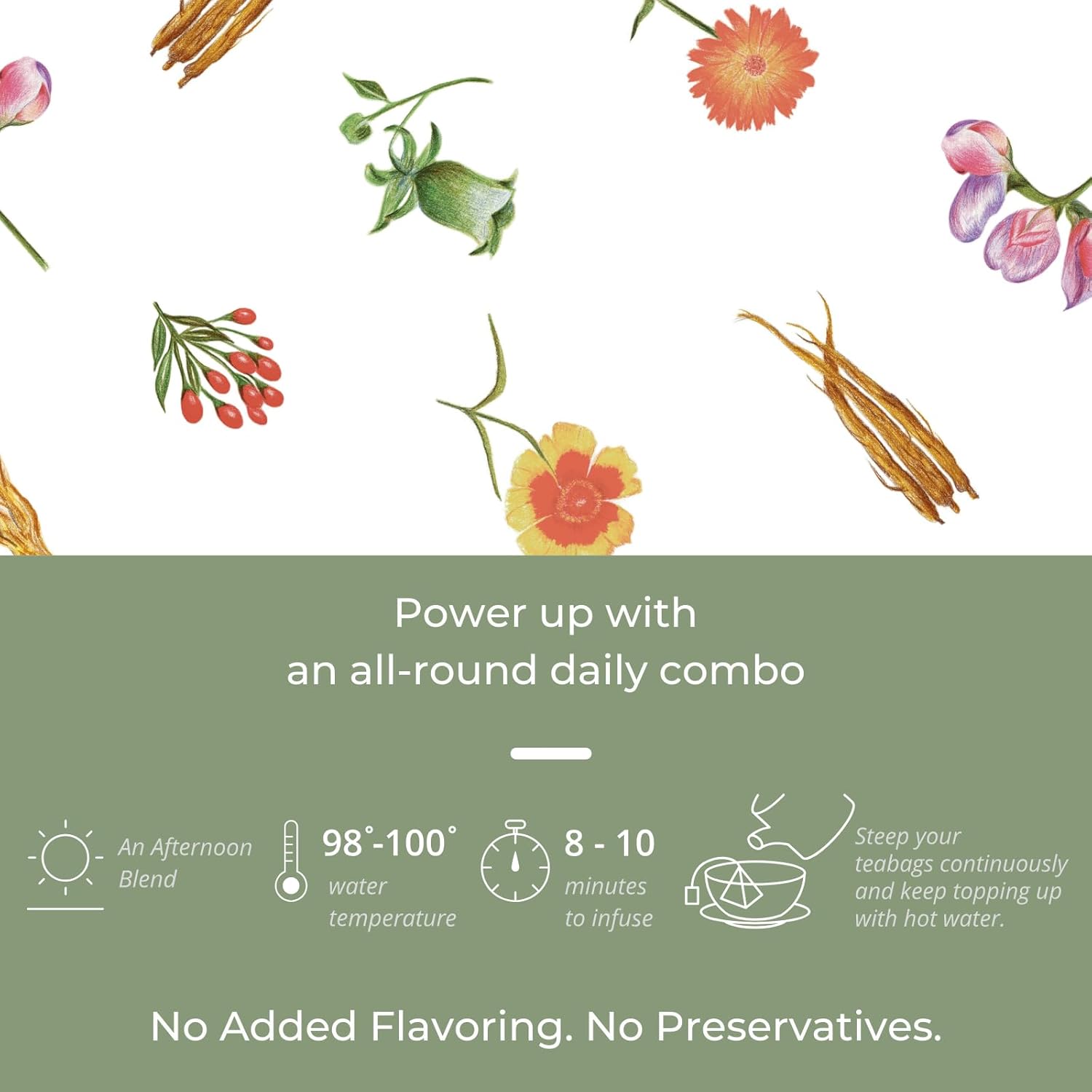 Tily Through The Day Herbal Tea - Caffeine Free - 10 Plastic-Free Teabags