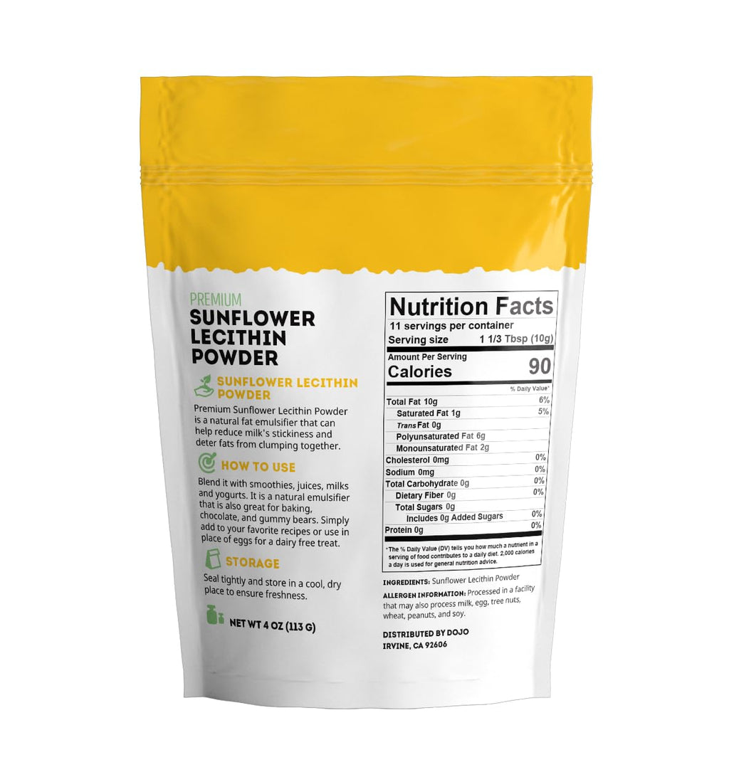 Kate Naturals Sunflower Lecithin Powder for Baking Bread, Gummies, Cooking. Lecithin Supplement for Clogged Milk Ducts. Substitute for Soy Lecithin Powder (4 oz, Non-GMO)
