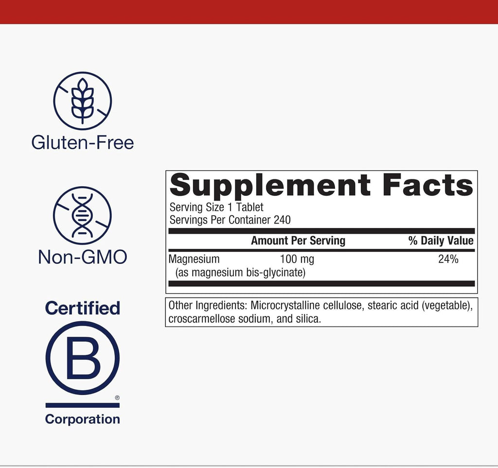 Metagenics Magnesium Glycinate - Highly Absorbable - Support for Sleep, Stress Relief, Muscle, Bone, Heart & Nerve Health - Gluten-Free - Non-GMO - Vegetarian - 240 Tablets