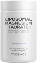 Codeage Liposomal Magnesium Taurate+ Supplement - Magnesium Taurate, Vitamin B6 as Pyridoxal 5-Phosphate, 2-Month Supply - Liposomal Delivery, Vegan, Non-GMO, Gluten-Free, 120 Capsules