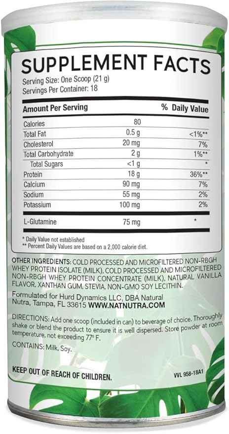 Natural Nutra Grass Fed Vanilla Show Me The Whey Protein Source Powder Enhance Digestion, Improve Body Fluid Flow, Support Bone Health and Boost Immunity, Gluten Free, Sugar-Free, Non-GMO, 13.3oz