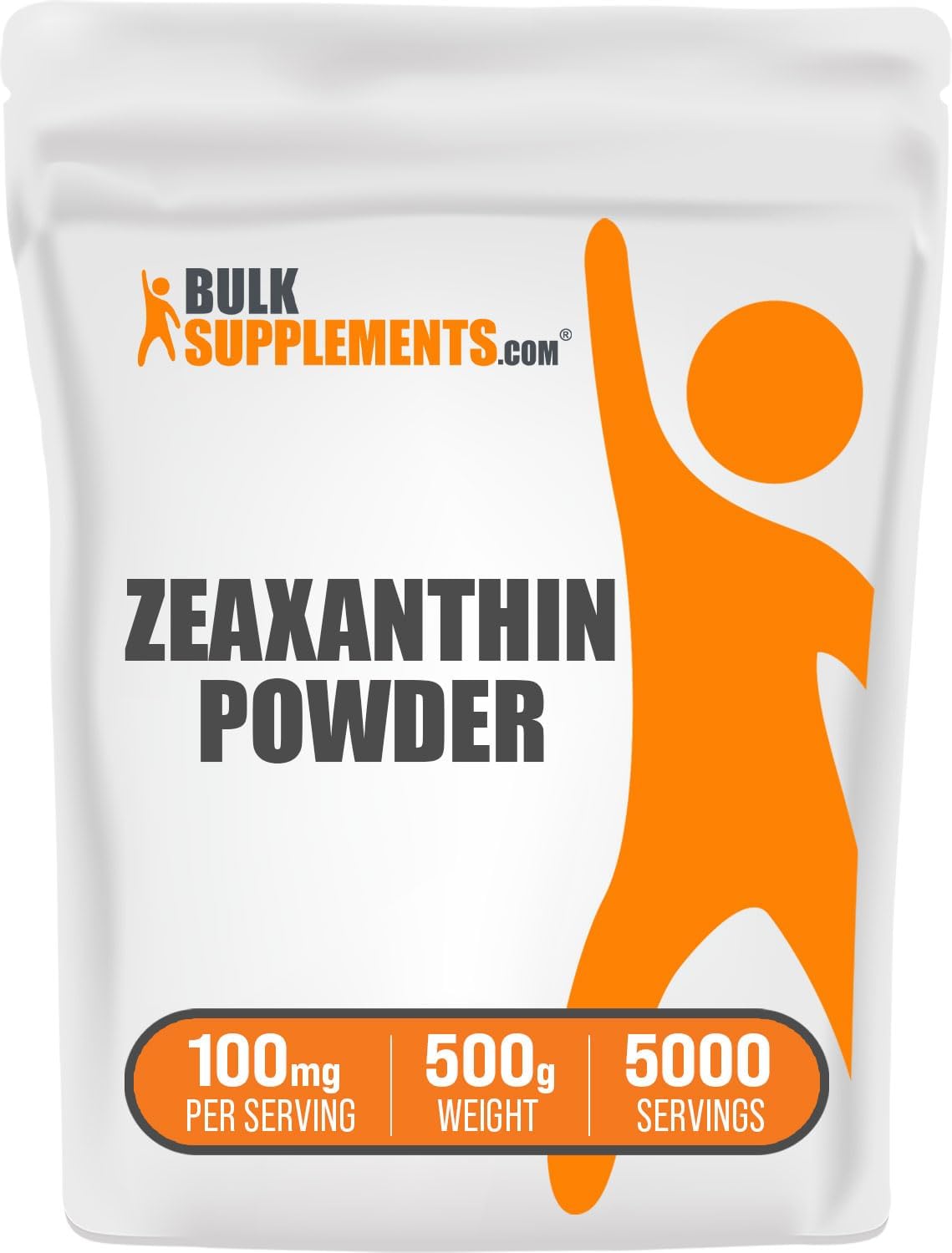 BulkSupplements.com Zeaxanthin Powder - Zeaxanthin Supplements, from Marigold Flower Extract - Gluten Free, 100mg (Zeaxanthin 5mg) per Serving, 500g (1.1 lbs) (Pack of 1)