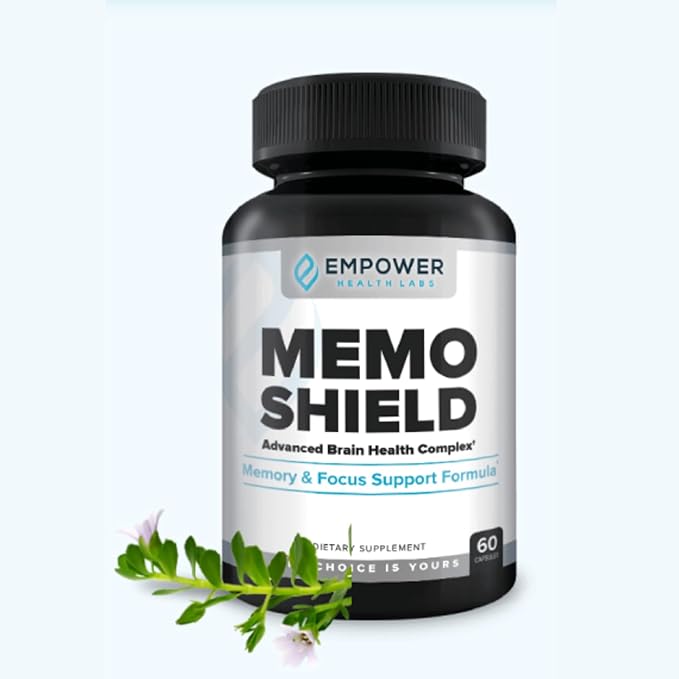 MemoShield Brain Health Supplement – Advanced Memory Support with Lion's Mane, Bacopa Monnieri, and Ginkgo Biloba – Cognitive Function and Brain Health Formula – 60 Capsules