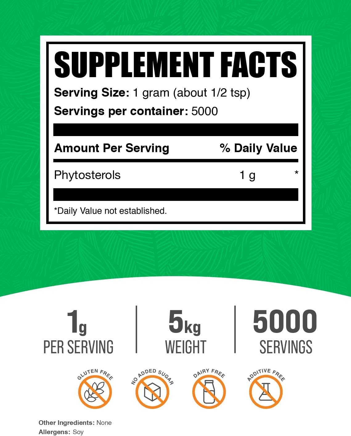 BulkSupplements.com Phytosterols Powder - Phytosterola Supplement 1000mg, Beta Sitosterol Supplement, Beta Sitosterol Powder - Gluten Free, 1000mg per Serving, 5kg (11 lbs)