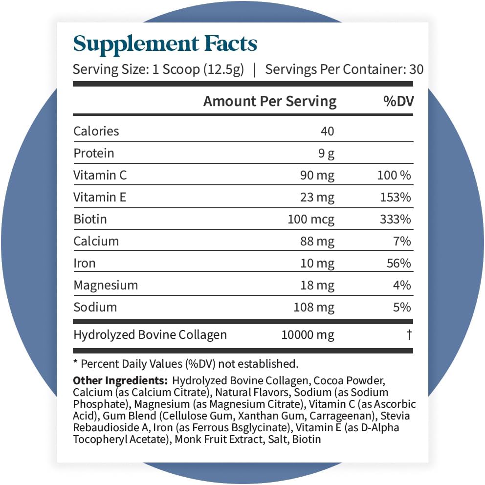 Pattern Wellness Collagen Peptides Powder (Type I & III) - Hair, Nails, Skin and Joint Health - Grass Fed & Pasture Raised - Hydrolyzed Collagen, Non-GMO, Dairy Free, & Keto - Cookies & Cream (13 Oz)