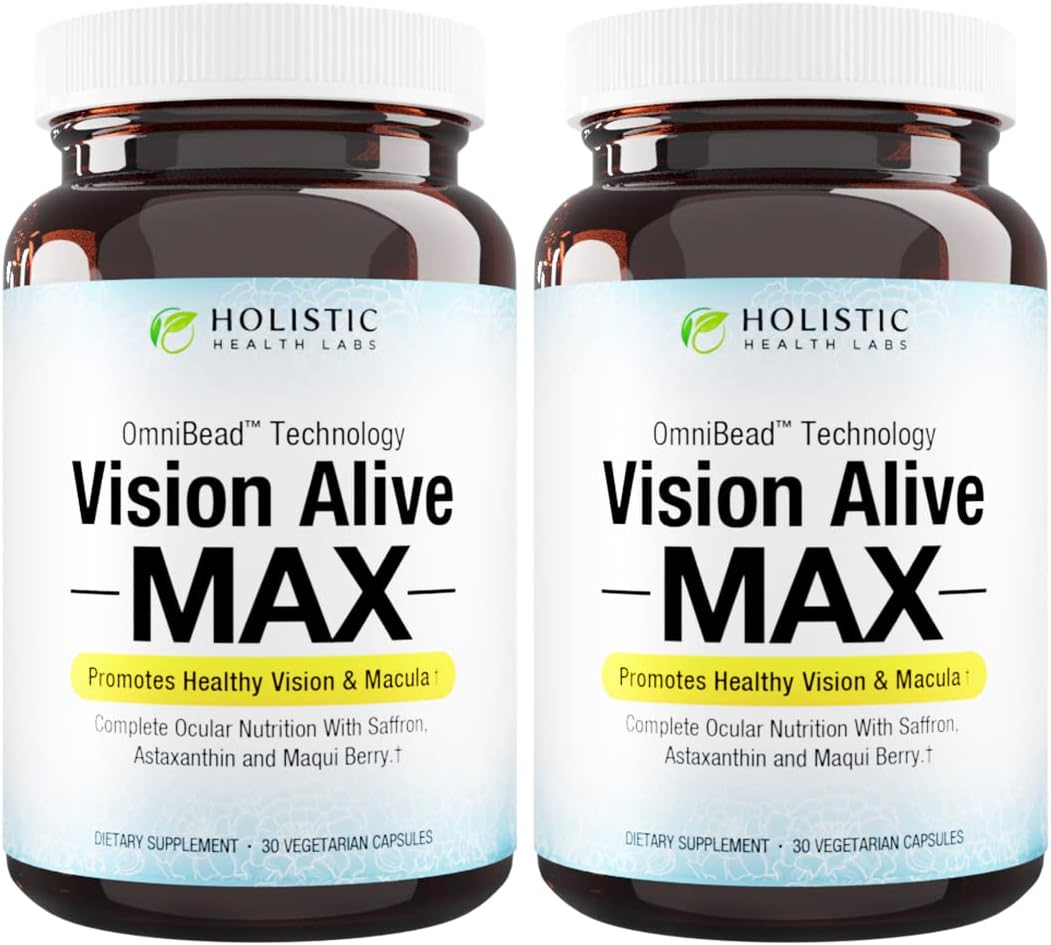 Vision Alive Max with 8 Natural Ingredients Lutemax® 2020, Bilberries, Blueberries, c3g from Black Currant, Maqui Berry, Saffron, and Astaxanthin (30 Count (Pack of 2))
