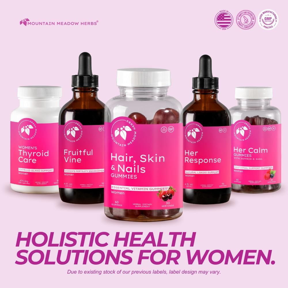Mountain Meadow Herbs Hair, Skin and Nails Gummies - Essential Daily Support for Lush Hair, Strong Nails, and Radiant Skin with Biotin-Infused Gummies (60 ct)