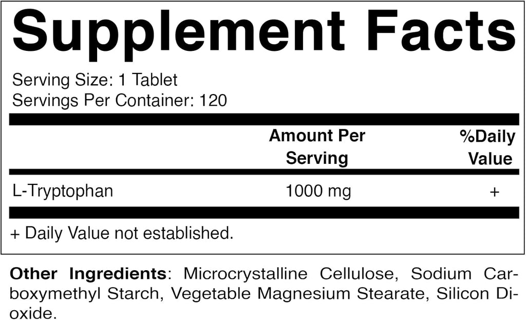 Vitamatic L-Tryptophan 1000mg 120 Tablets (120 Tablets (Pack of 1)) (1 Bottle)