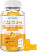 Calcium Citrate Gummies for Kids, Adult - 1200 mg with Vitamin D3 1000IU - Bone, Teeth, Immune System Health, High Absorption Calcium and Vitamin D Supplement, Orange, 60 Count
