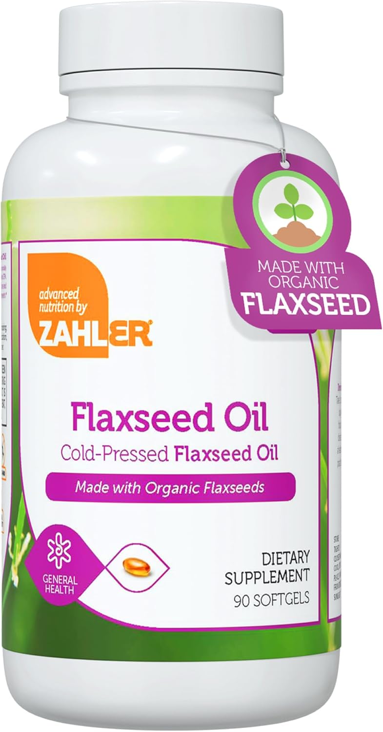 Zahler Organic Flaxseed Oil - 1000mg Softgels - Cold-Pressed Organic Flax Seed Oil - Organic Omega 3 ALA Supplement - Kosher Non-GMO Gluten Free Vegetarian-Friendly Flaxseed Supplement (90 Count)