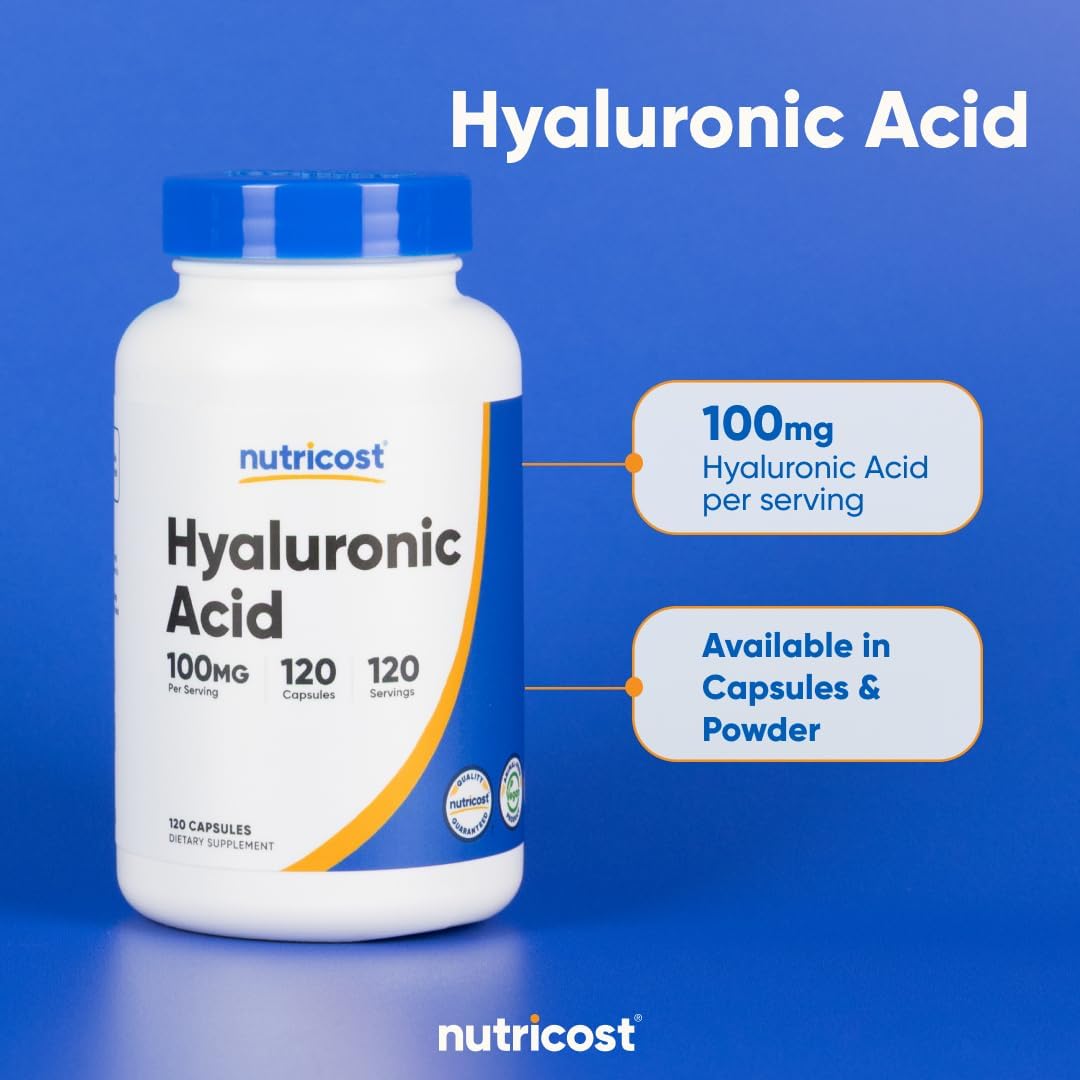 Nutricost Hyaluronic Acid Capsules 100mg,120 Vegetarian Capsules - Gluten Free, Non-GMO (Pack of 2)