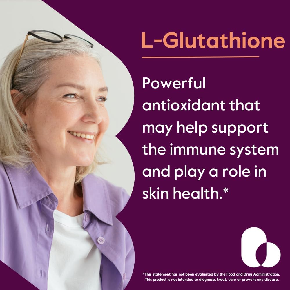 BESTVITE L-Glutathione 500mg (60 Vegetarian Capsules) - No Stearates - Vegan - Non GMO - Gluten Free