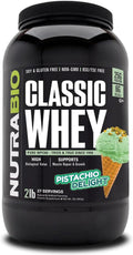 NutraBio Classic Whey Protein Powder- 25G Protein Per Scoop - Full-Spectrum Amino Acid Profile - No Fillers, Artificial Colors, Preservatives - (Pistachio Delight, 2 Pounds)