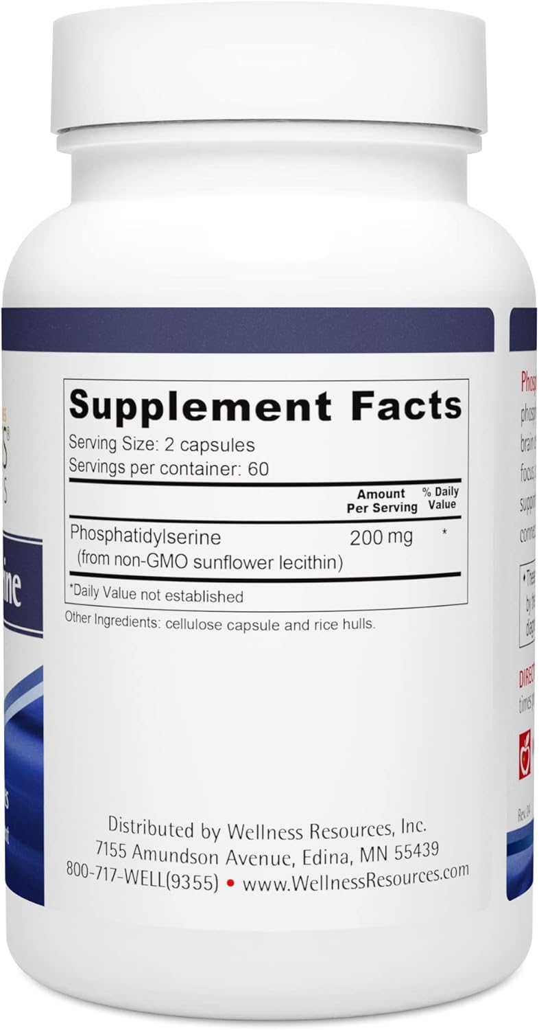 Wellness Resources PhosphatidylSerine Soy-Free Sunflower Source (100mg, 120 Capsules) Non-GMO, Vegan …