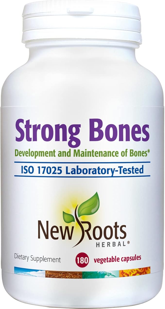 Strong Bone Supplement | 22-in-1 Formula with Glucosamine Sulfate, Calcium, Magnesium, Turmeric, Vitamin D3, B1, K2, B12, Zinc, Enhanced Absorption (180 Veg Caps) | New Roots Herbal