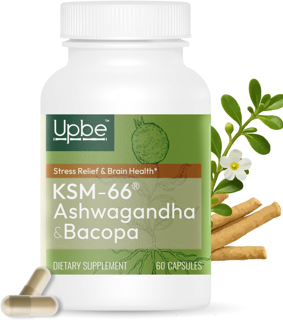 Ashwagandha Supplements for Women & Men - KSM-66® with Bacopa & Milk Thistle, 60 Vegan Capsules - Stress Relief, Mood, Cortisol Support, Extra Strength Ashwagandha Capsules