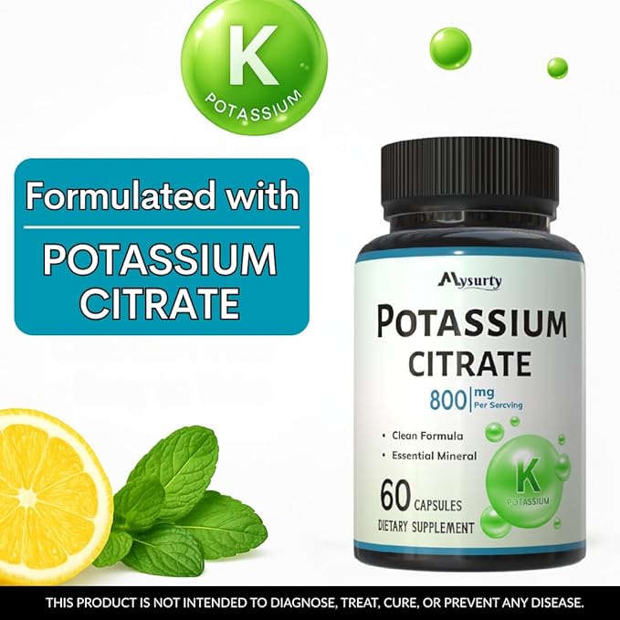 Potassium Citrate Supplement | Pottasium Citrate Capsules | CitratePotassium | Pottasium Supplement for Men & Women - 60 Capsules (Pack 2)