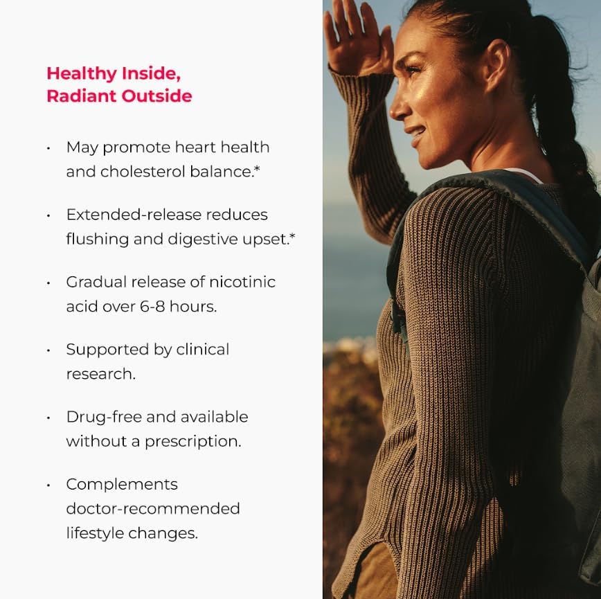 ENDUR-ACIN Niacin, Heart Health & Healthy Cholesterol Balance Supplement, Extended Release for Optimal Absorption, Gluten Free, 250mg (100 Tablets)
