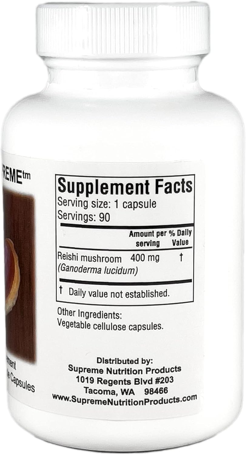 Supreme Nutrition Reishi Supreme, 90 Pure Reishi Mushroom Vegetarian Capsules (90 Count (Pack of 2))