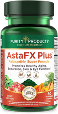 Purity Products AstaFX Plus - Astaxanthin Super Formula - 30 Day Supply from Supports Endurance - Promotes Healthy Skin - Supports Visual Health - Up to 6,000 Times More Powerful Than Vitamin C