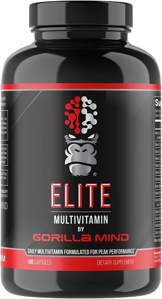 Gorilla Mind Elite Multi-Vitamin (180 Capsules) – Daily Multivitamin Formulated for Peak Performance | 27 Nutrients to Backfill Micronutrient Shortcomings