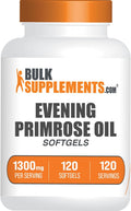 BulkSupplements.com Evening Primrose Oil Softgels - GLA Supplements, Evening Primrose Oil 1300mg - Gluten Free, 1 Softgel per Serving, 120 Count (Pack of 1)