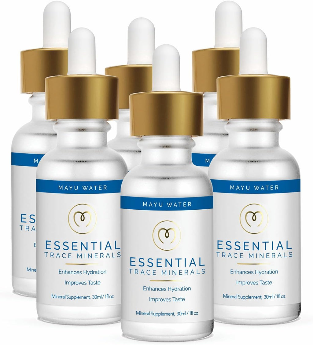 MAYU Concentrated Ionic Trace Mineral Drops - Rich Concentrate Electrolytes: Magnesium Chloride Sodium Supplements - Essential Blend Drop for Immune Support - Nutrient-Packed Alkaline Water - 6 Pack
