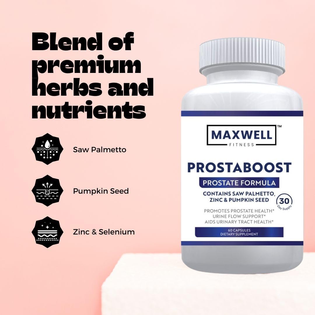 PureProsta Boost Prostate Support Supplement with Saw Palmetto, Zinc, Pumpkin Seed Herbal Blend Promotes Prostate Health, Urine Flow Support, and Urinary Tract Health - 120 Capsules