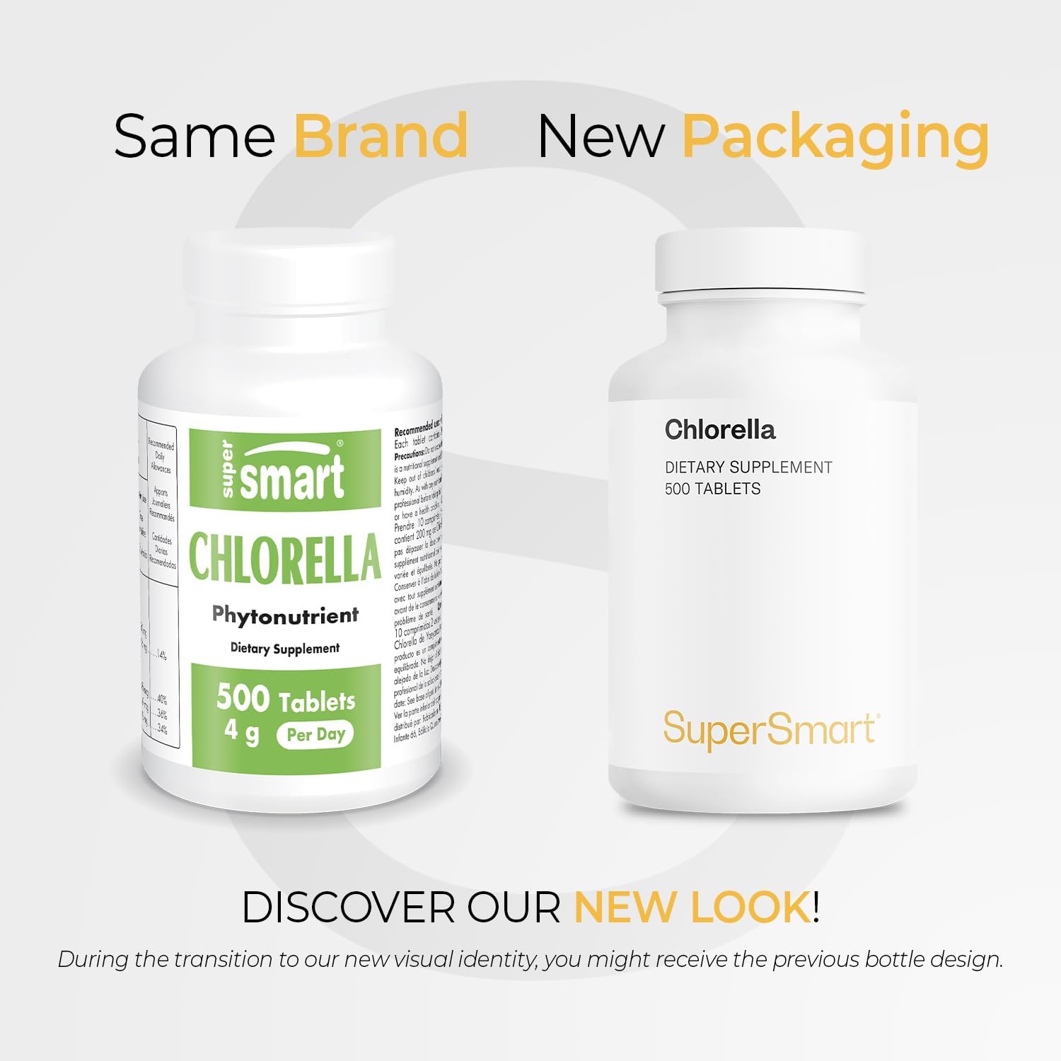 Supersmart - Chlorella Supplement 4 g per Day (Easy-to-Take) - Rich in Vitamin B2, B9, B12 & Iron - High Chlorophyll Concentration | Non-GMO & Gluten Free - 500 Tablets